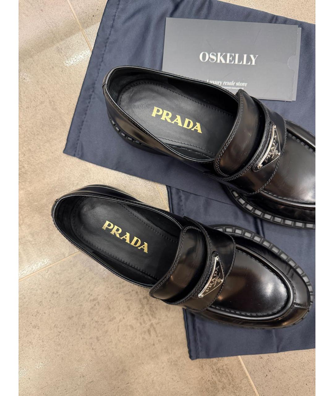 PRADA Черные кожаные лоферы, фото 4