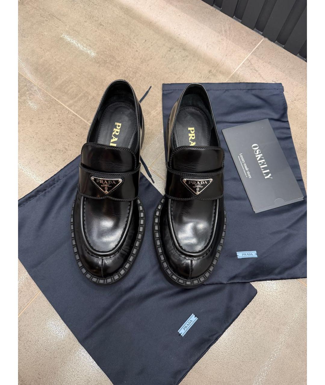 PRADA Черные кожаные лоферы, фото 2