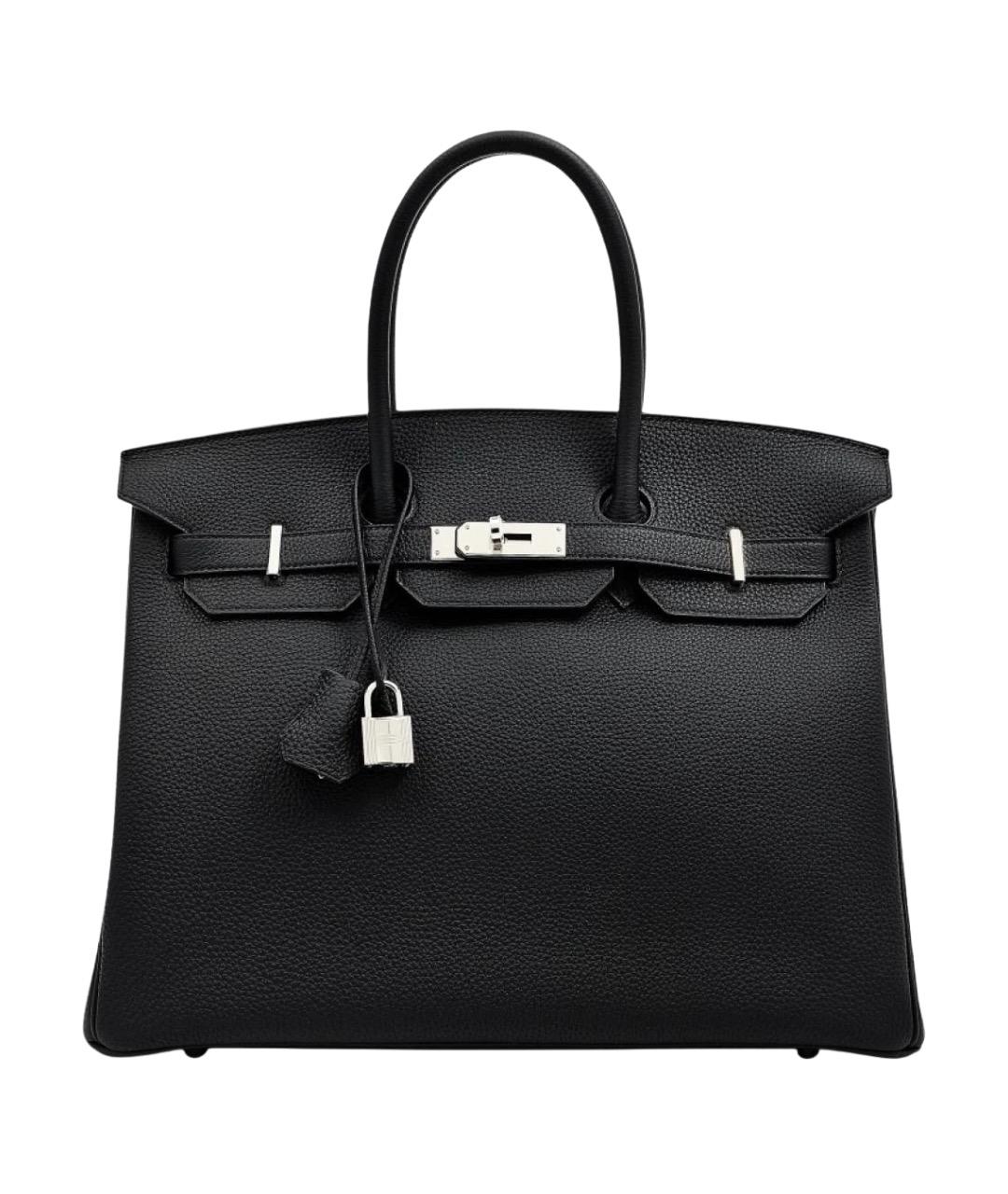 HERMES Черная кожаная сумка с короткими ручками, фото 1