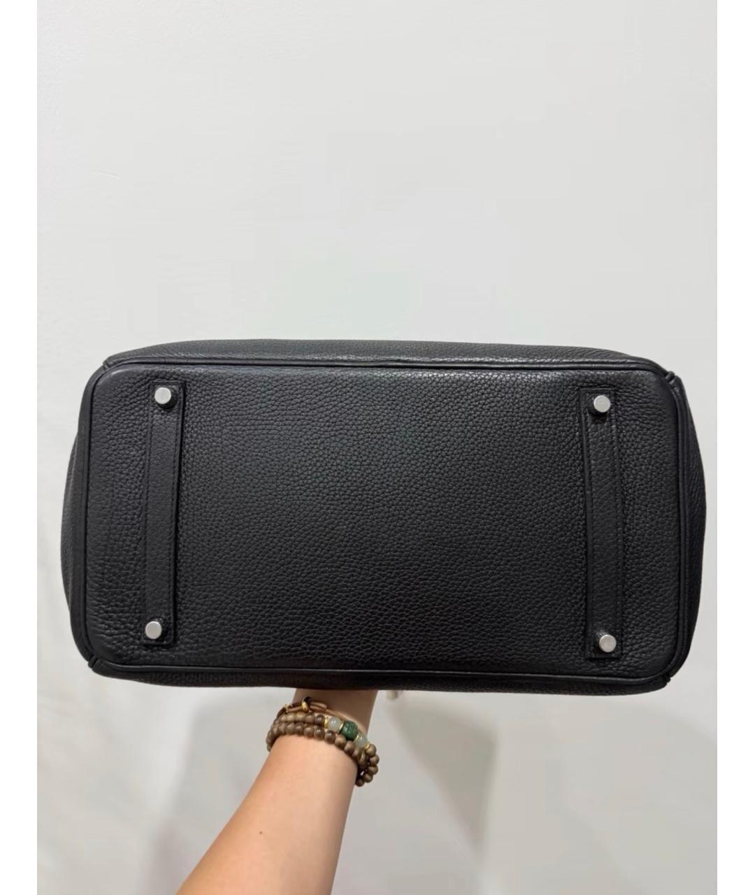 HERMES Черная кожаная сумка с короткими ручками, фото 6