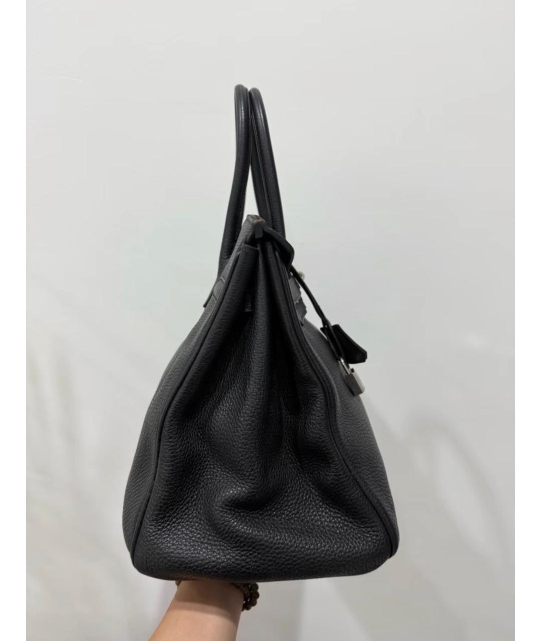 HERMES Черная кожаная сумка с короткими ручками, фото 5