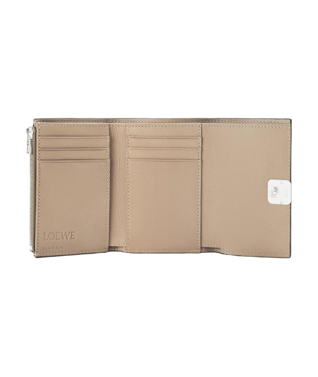 LOEWE Бежевый кожаный кошелек, фото 4