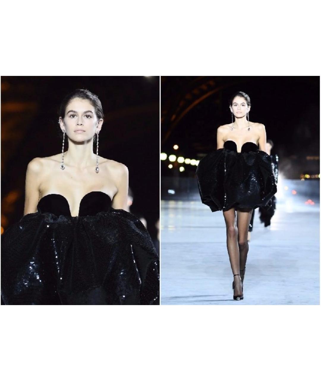 SAINT LAURENT Черное шелковое коктейльное платье, фото 7