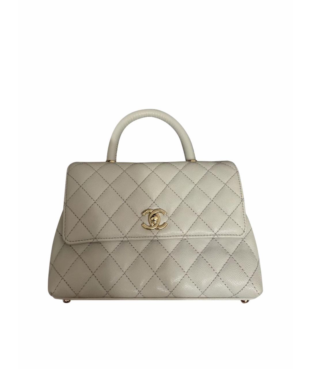 CHANEL Серая кожаная сумка с короткими ручками, фото 1