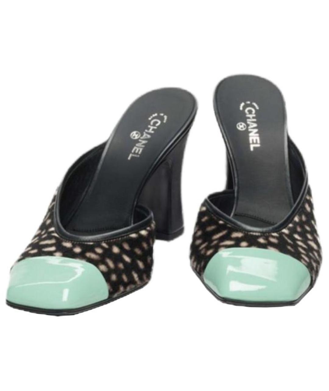 CHANEL Черные кожаные босоножки, фото 3