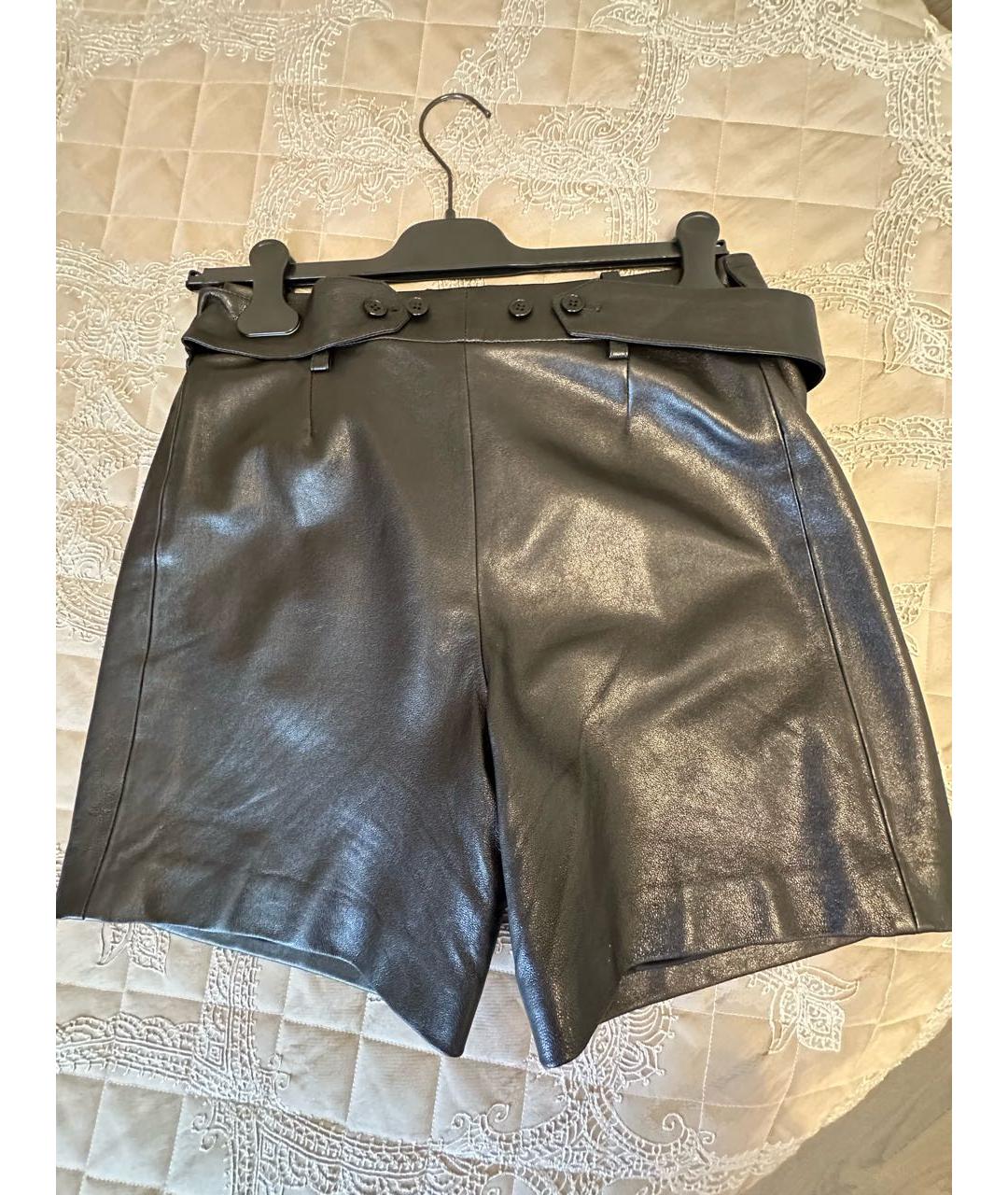 SAINT LAURENT Черные кожаные шорты, фото 3