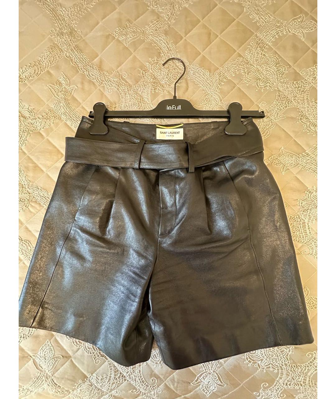 SAINT LAURENT Черные кожаные шорты, фото 8