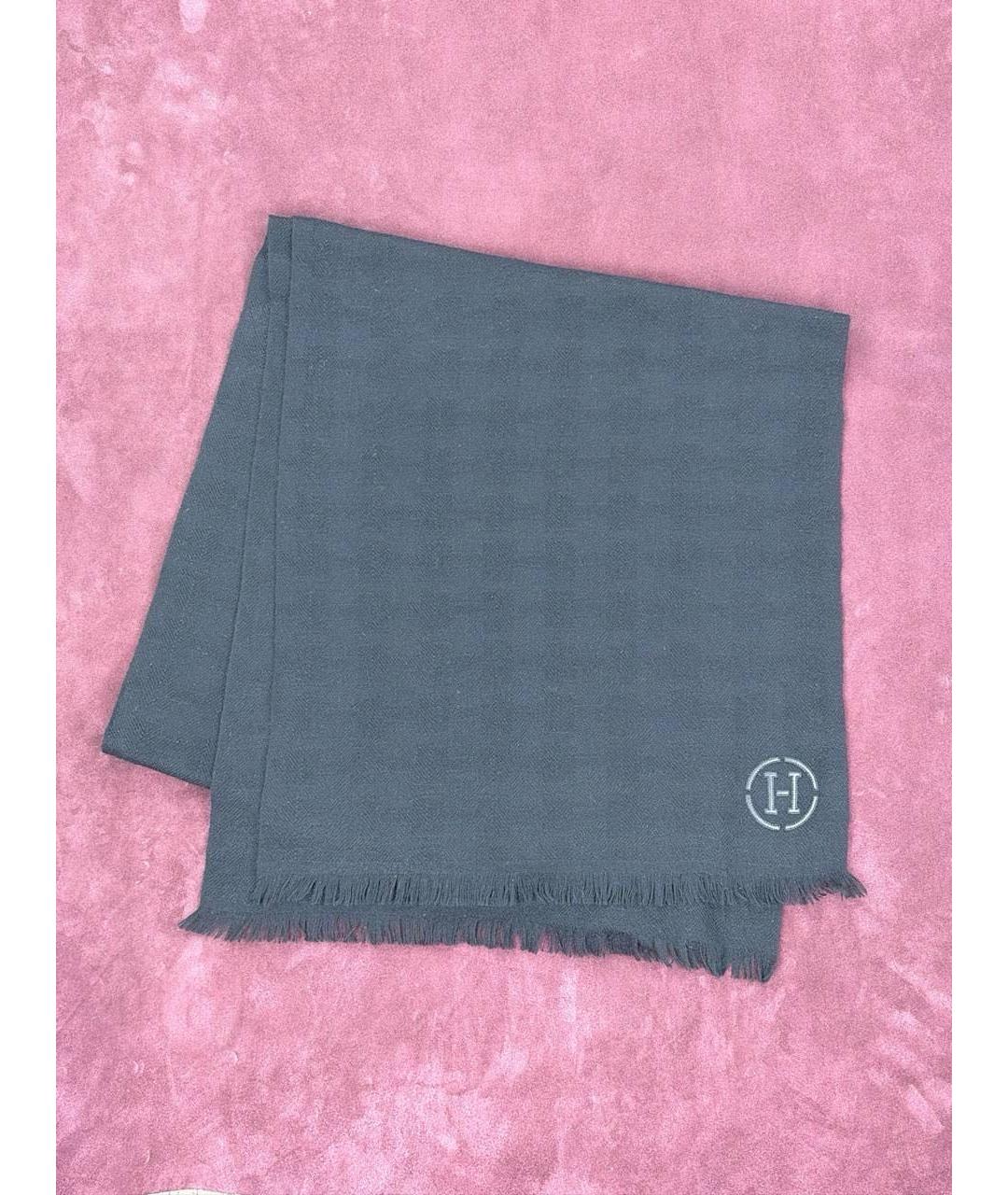 HERMES Серый кашемировый шарф, фото 5