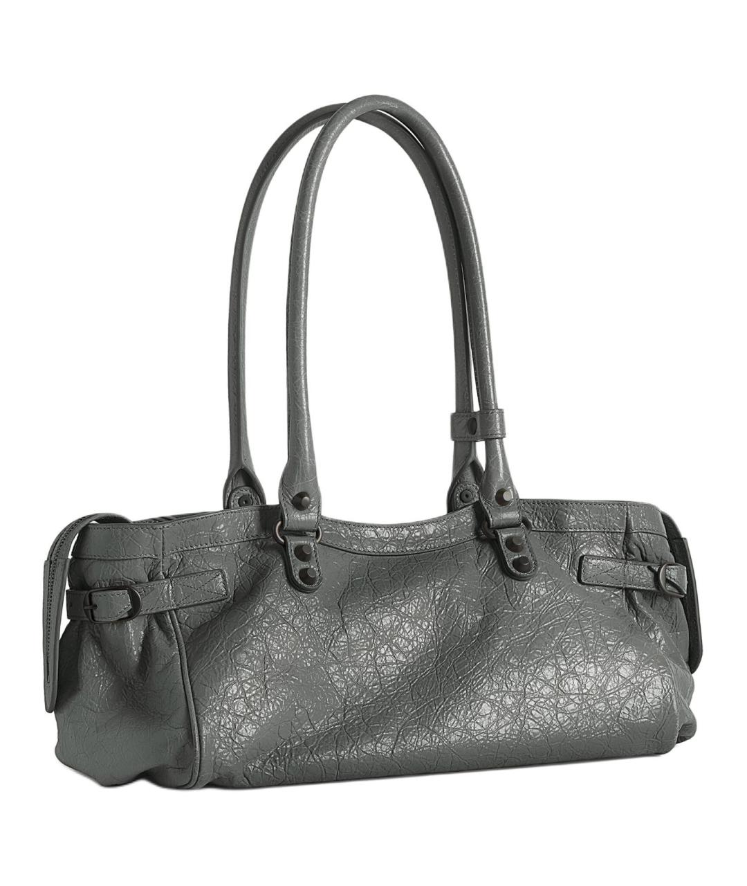 BALENCIAGA Серая кожаная сумка через плечо, фото 3