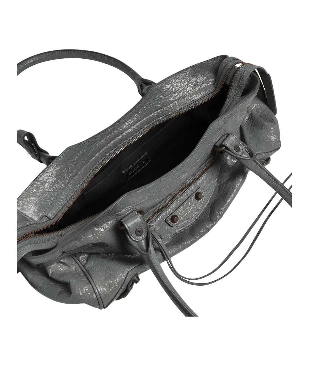 BALENCIAGA Серая кожаная сумка через плечо, фото 4