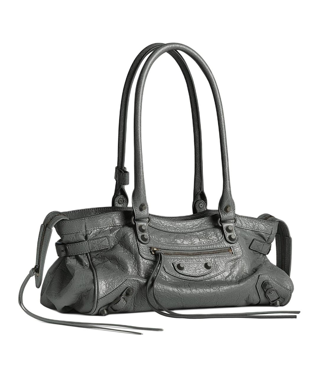 BALENCIAGA Серая кожаная сумка через плечо, фото 2