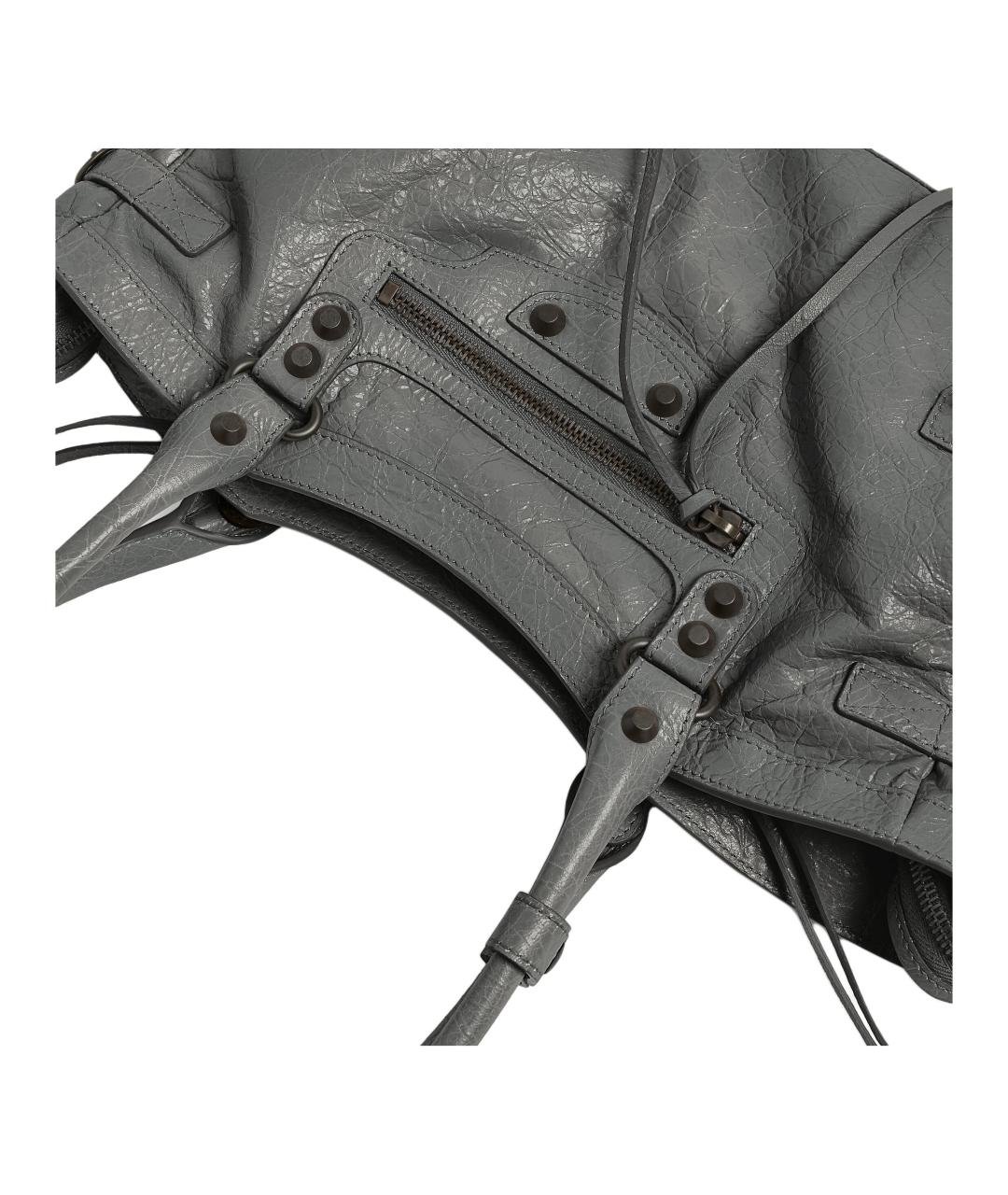 BALENCIAGA Серая кожаная сумка через плечо, фото 5