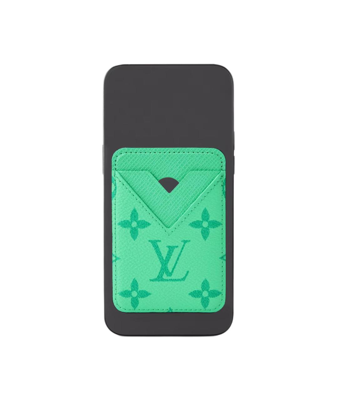 LOUIS VUITTON Зеленый кожаный кардхолдер, фото 5