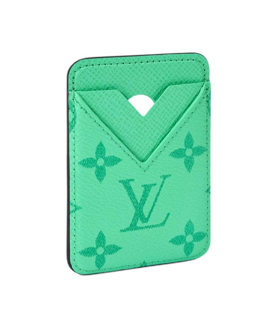 LOUIS VUITTON Зеленый кожаный кардхолдер, фото 2