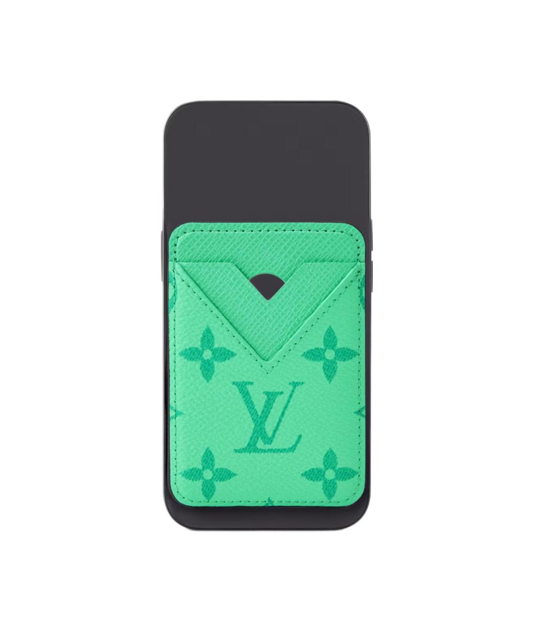 LOUIS VUITTON Зеленый кожаный кардхолдер, фото 4
