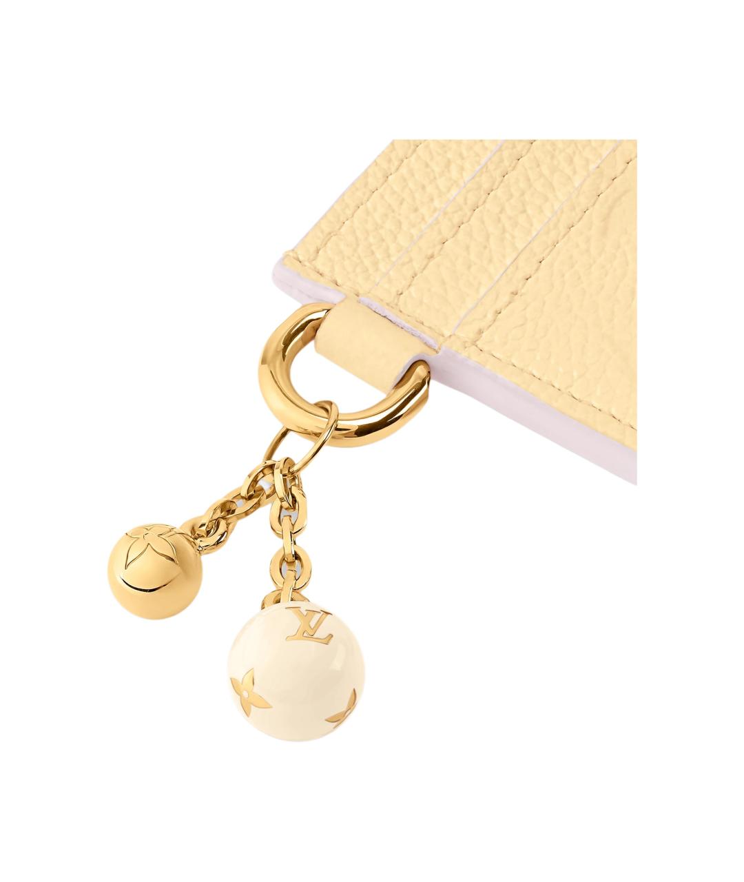 LOUIS VUITTON Желтый кожаный кардхолдер, фото 5