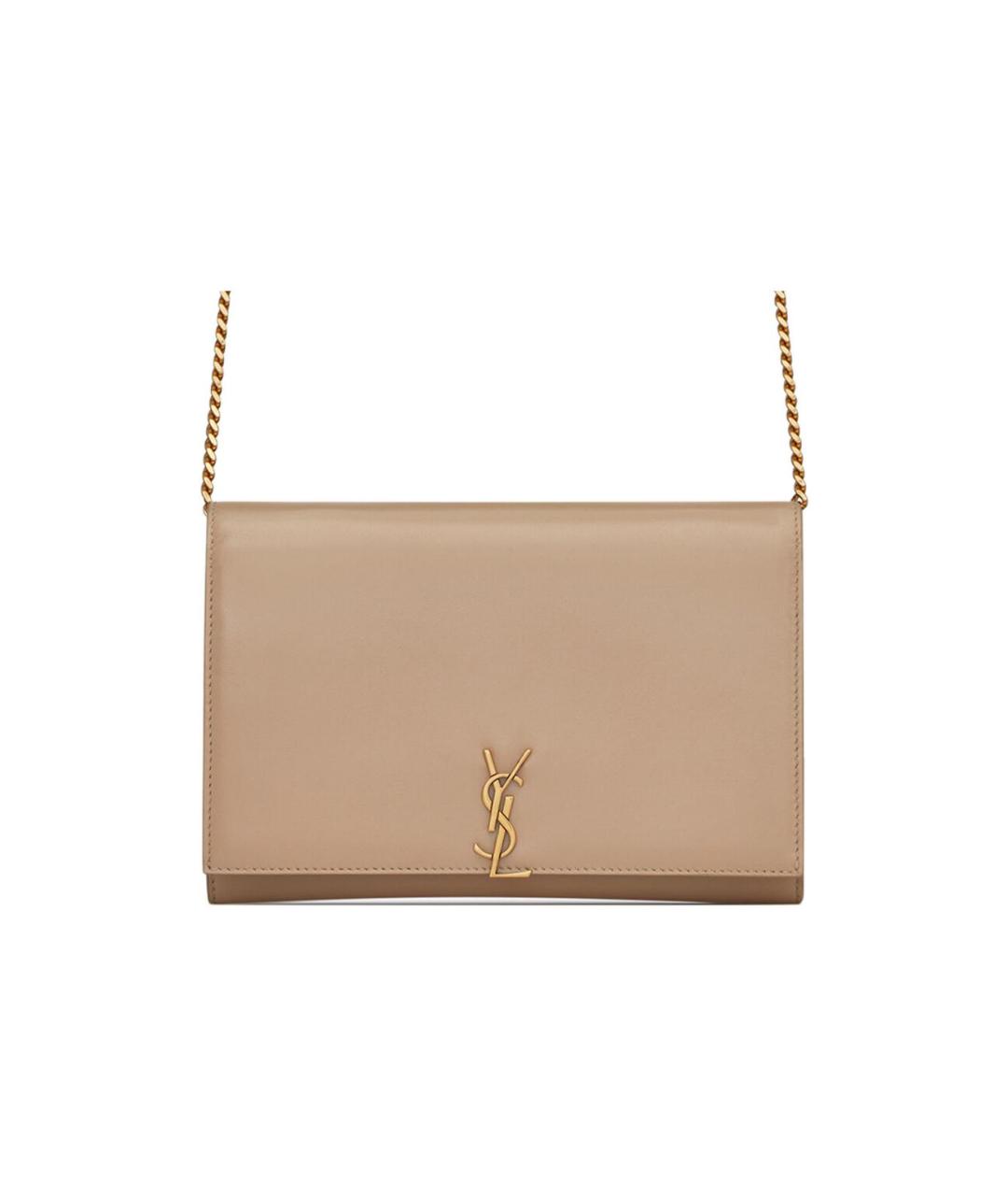 SAINT LAURENT Бежевая кожаная сумка через плечо, фото 1