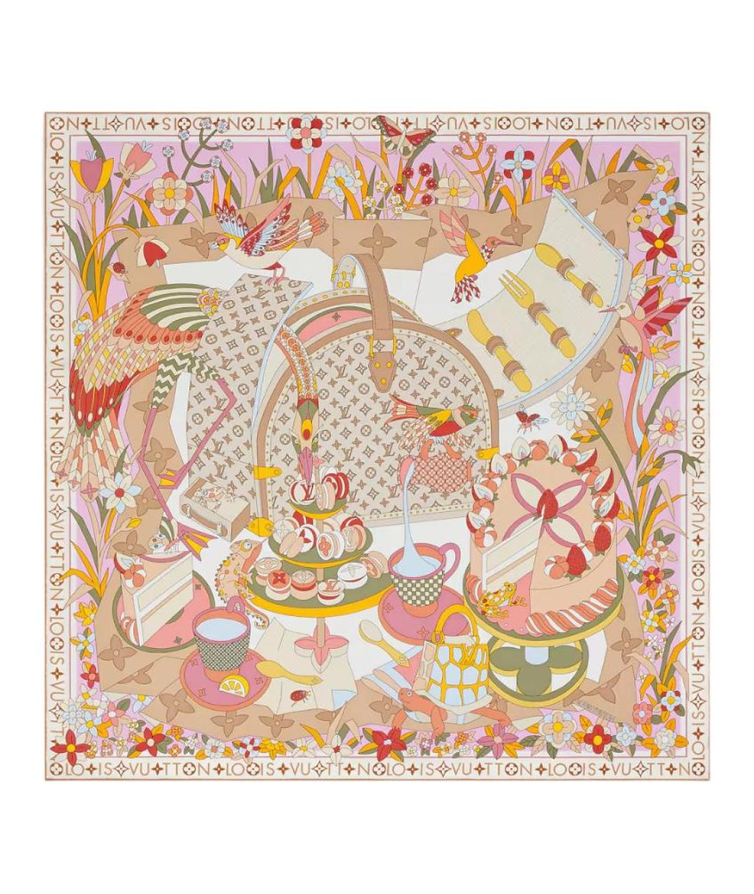 LOUIS VUITTON Мульти шелковый шарф, фото 1