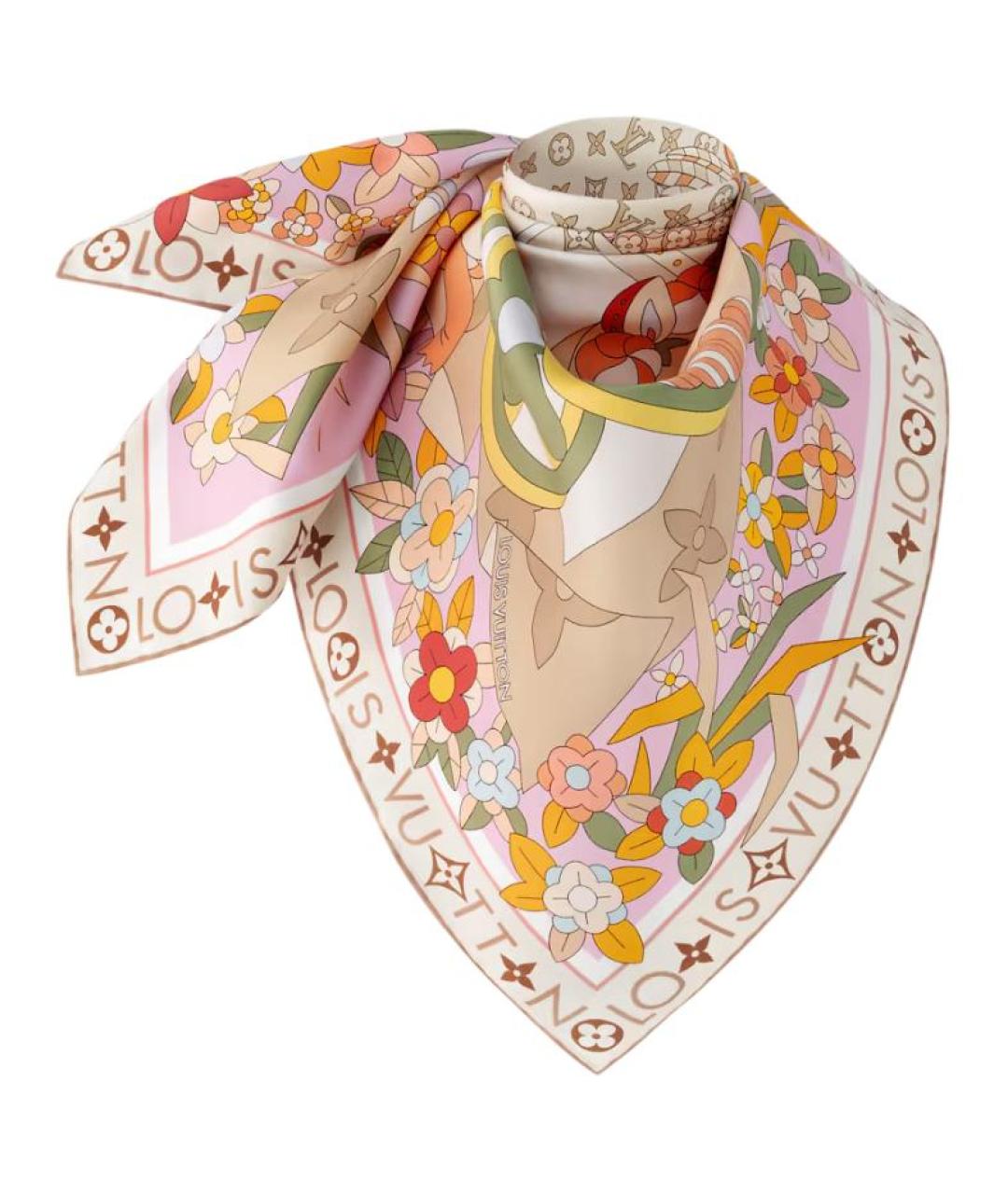 LOUIS VUITTON Мульти шелковый шарф, фото 2