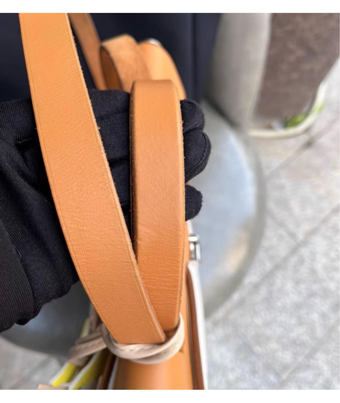 HERMES Бежевая тканевая сумка через плечо, фото 6