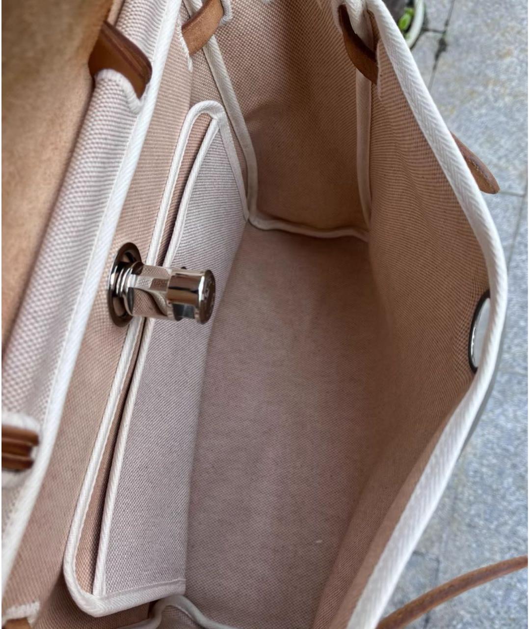 HERMES Бежевая тканевая сумка через плечо, фото 4