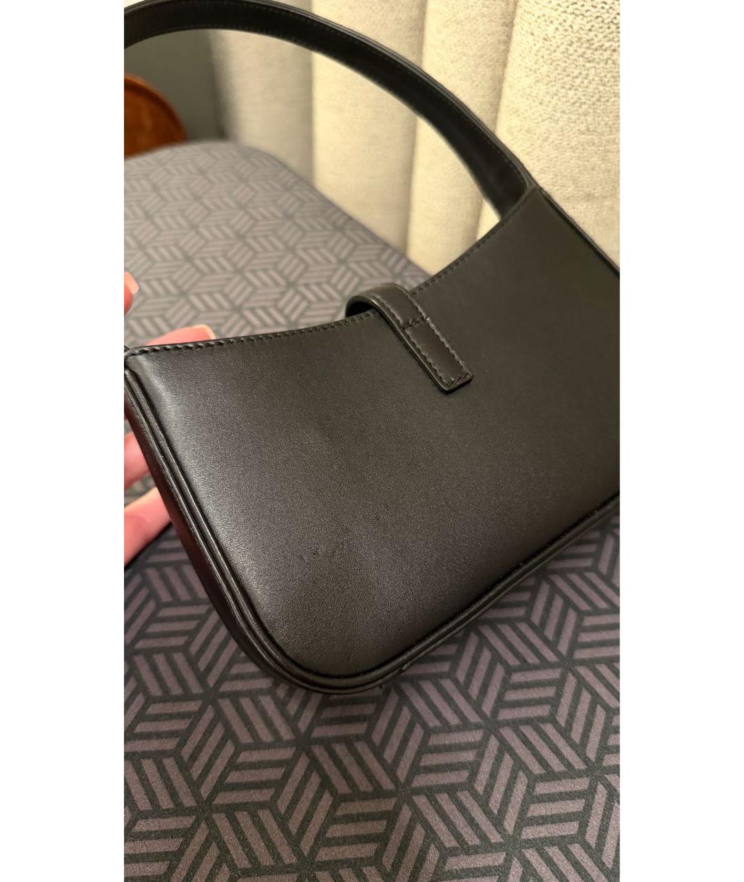 SAINT LAURENT Черная кожаная сумка с короткими ручками, фото 5