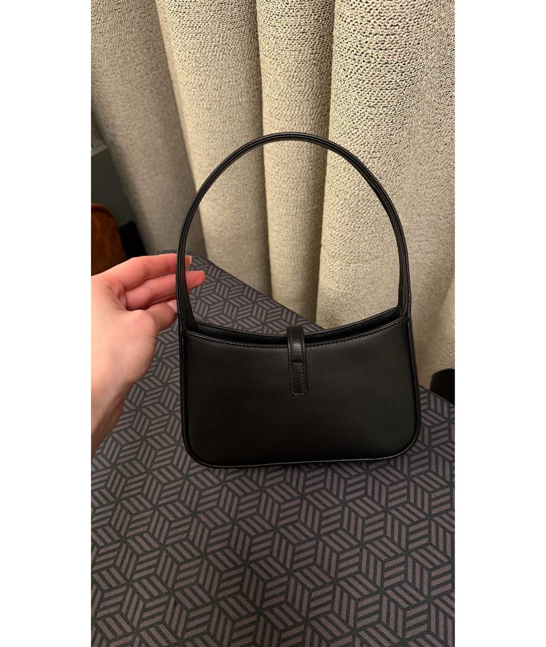 SAINT LAURENT Черная кожаная сумка с короткими ручками, фото 2