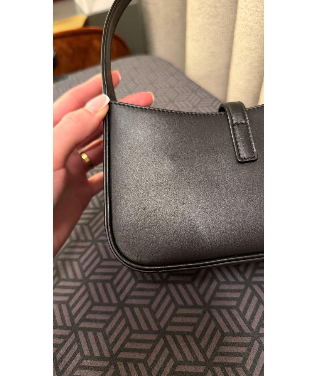 SAINT LAURENT Черная кожаная сумка с короткими ручками, фото 4