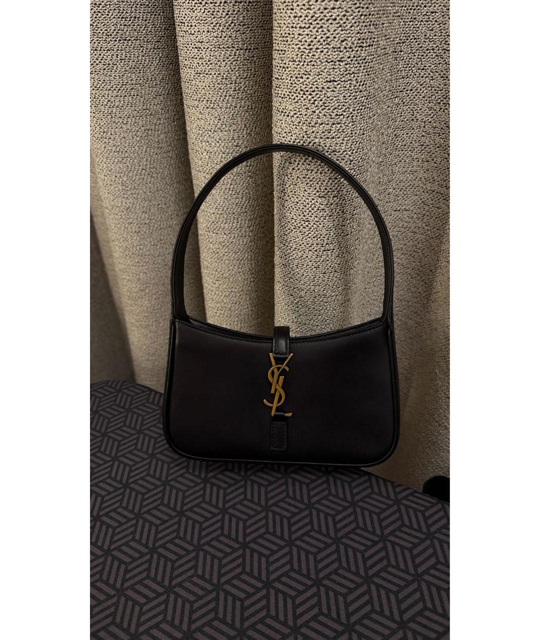 SAINT LAURENT Черная кожаная сумка с короткими ручками, фото 6