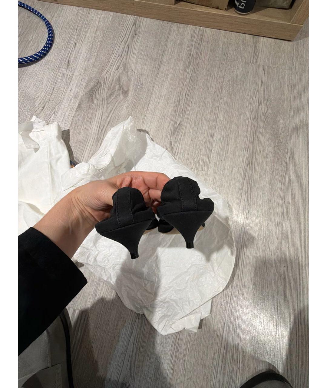 THE ROW Черные текстильные лодочки на низком каблуке, фото 4