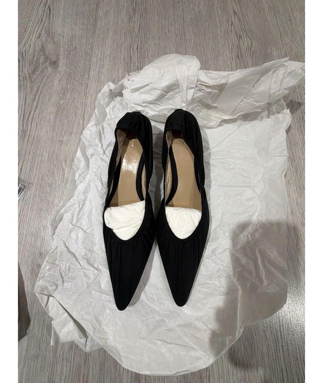 THE ROW Черные текстильные лодочки на низком каблуке, фото 2