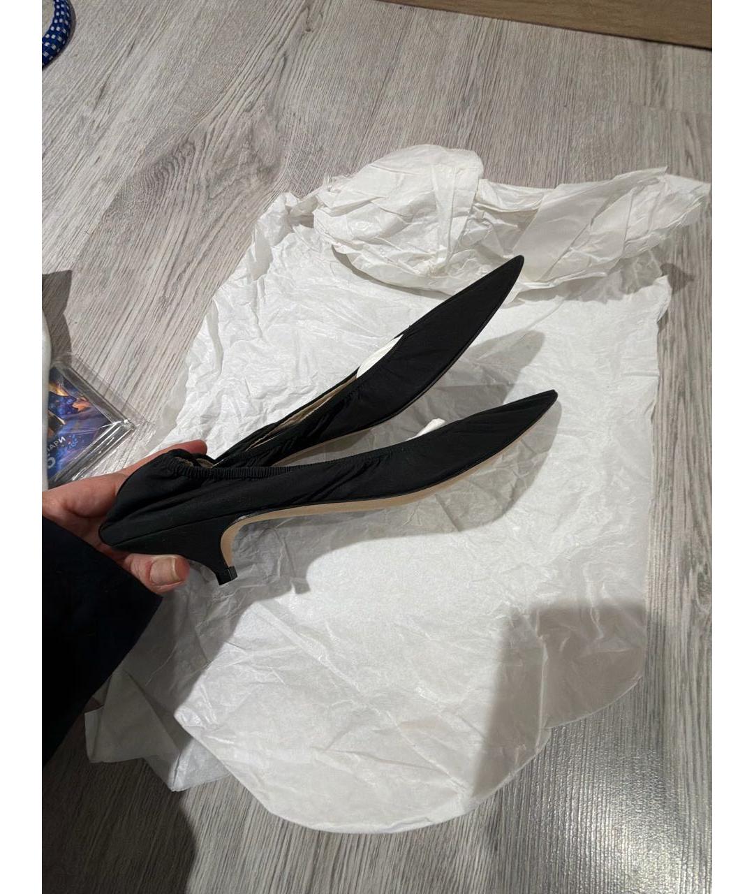 THE ROW Черные текстильные лодочки на низком каблуке, фото 7