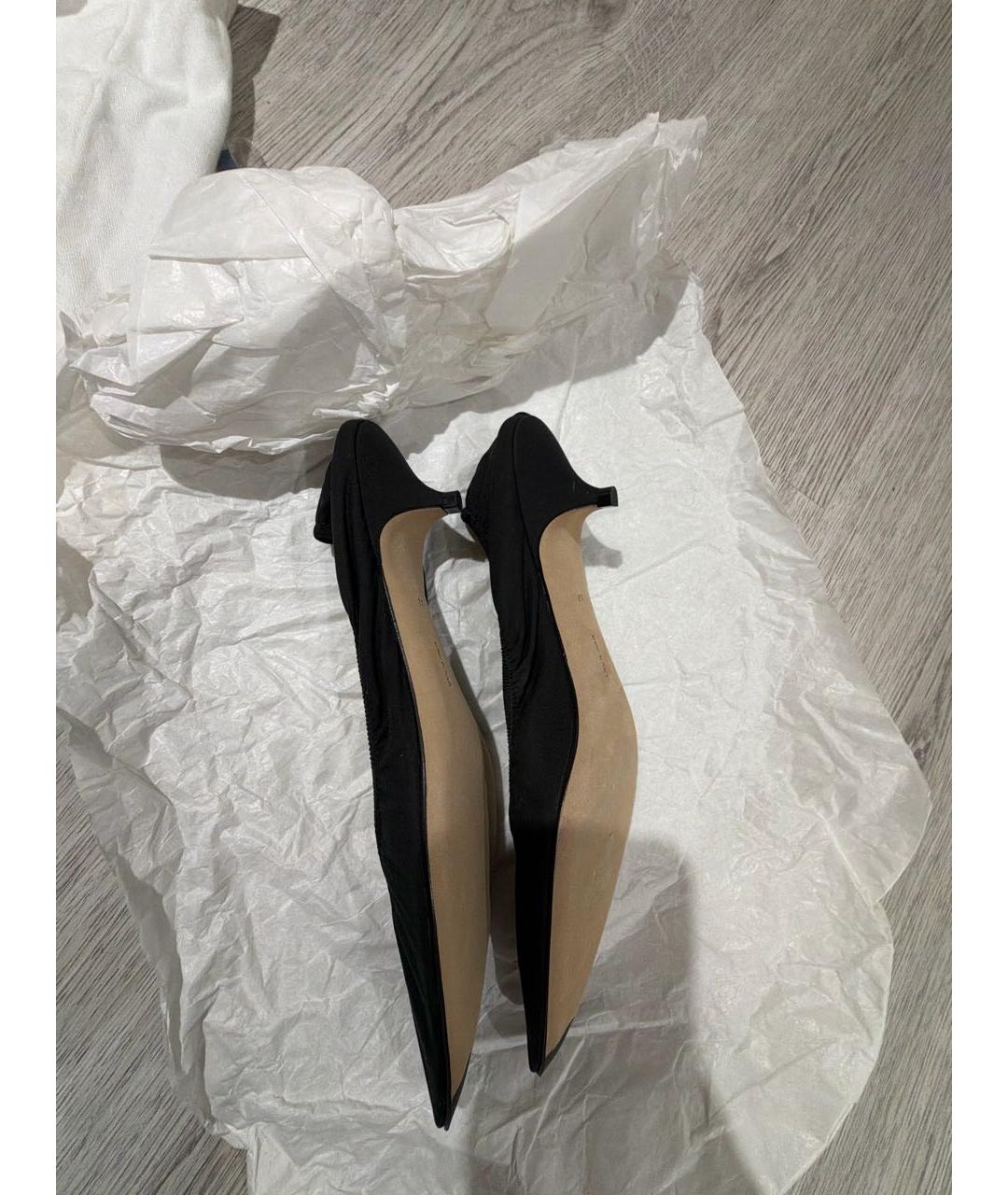 THE ROW Черные текстильные лодочки на низком каблуке, фото 6