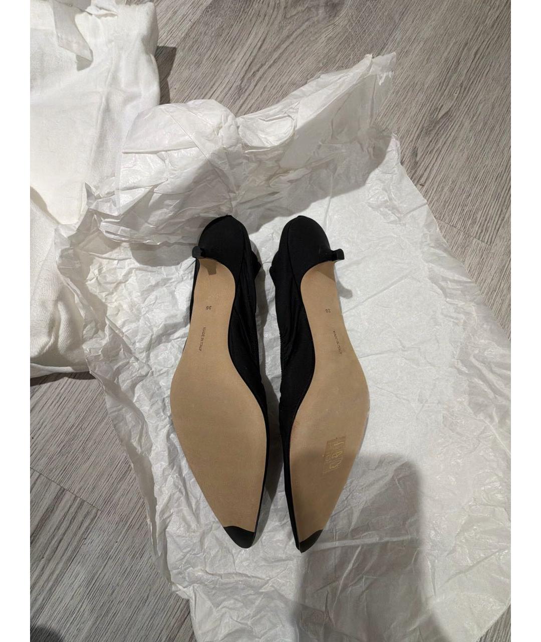 THE ROW Черные текстильные лодочки на низком каблуке, фото 5