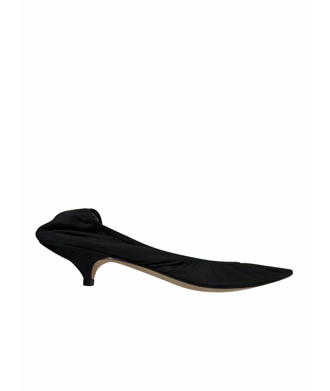 THE ROW Черные текстильные лодочки на низком каблуке, фото 1