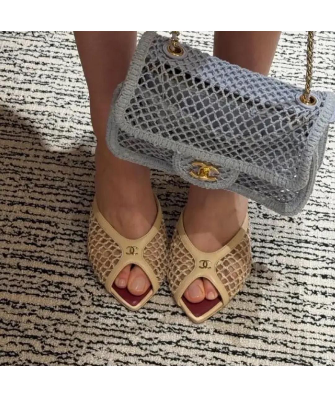 CHANEL Бежевые кожаные мюли, фото 3