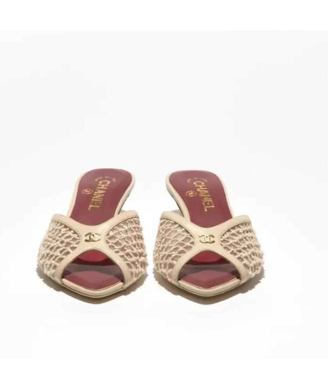 CHANEL Бежевые кожаные мюли, фото 2