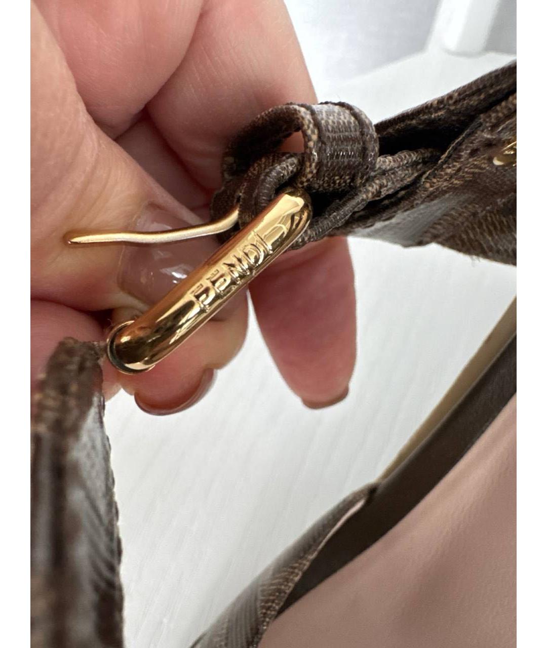 FENDI Коричневые кожаные босоножки, фото 6