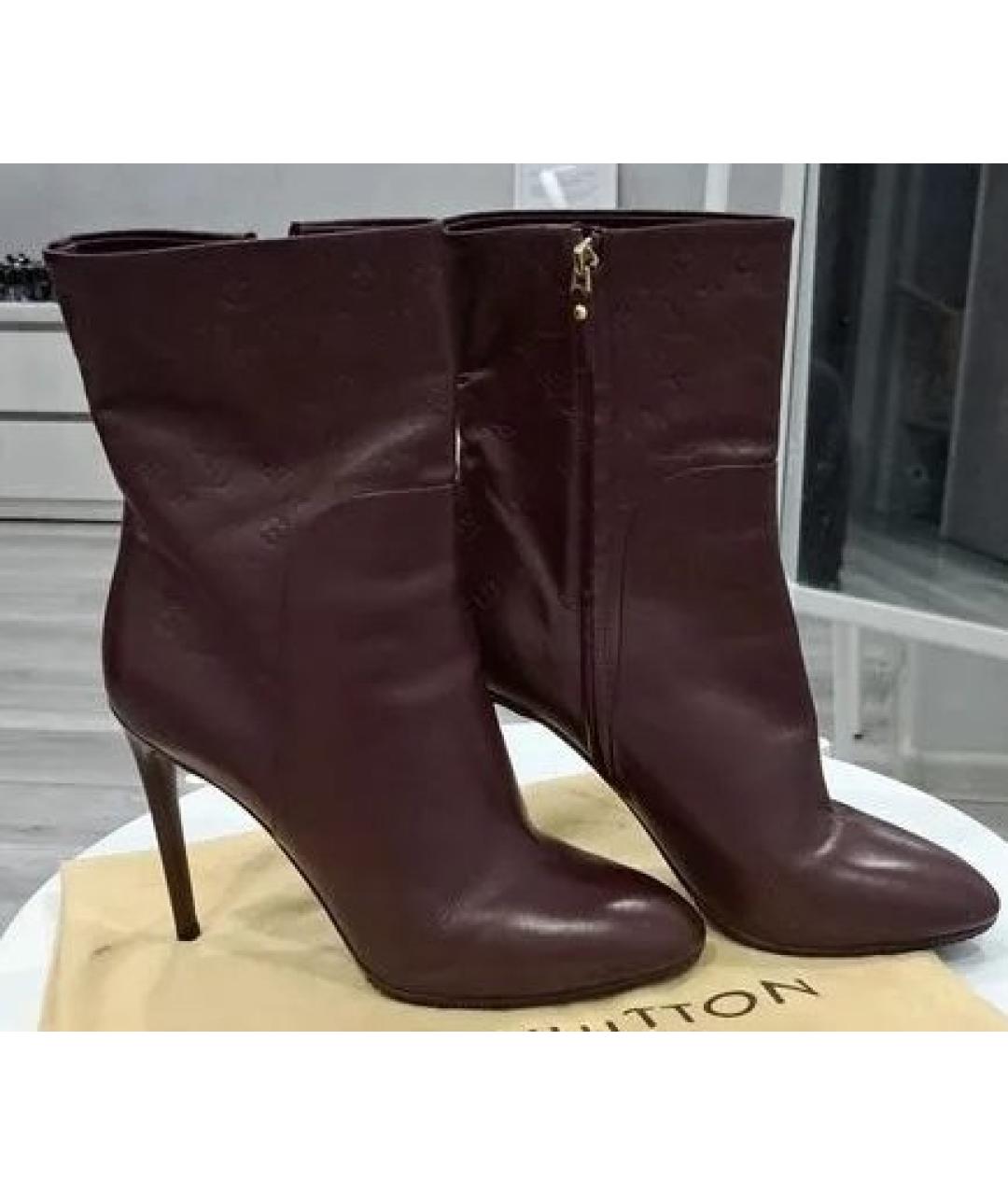 LOUIS VUITTON Коричневые кожаные ботильоны, фото 4