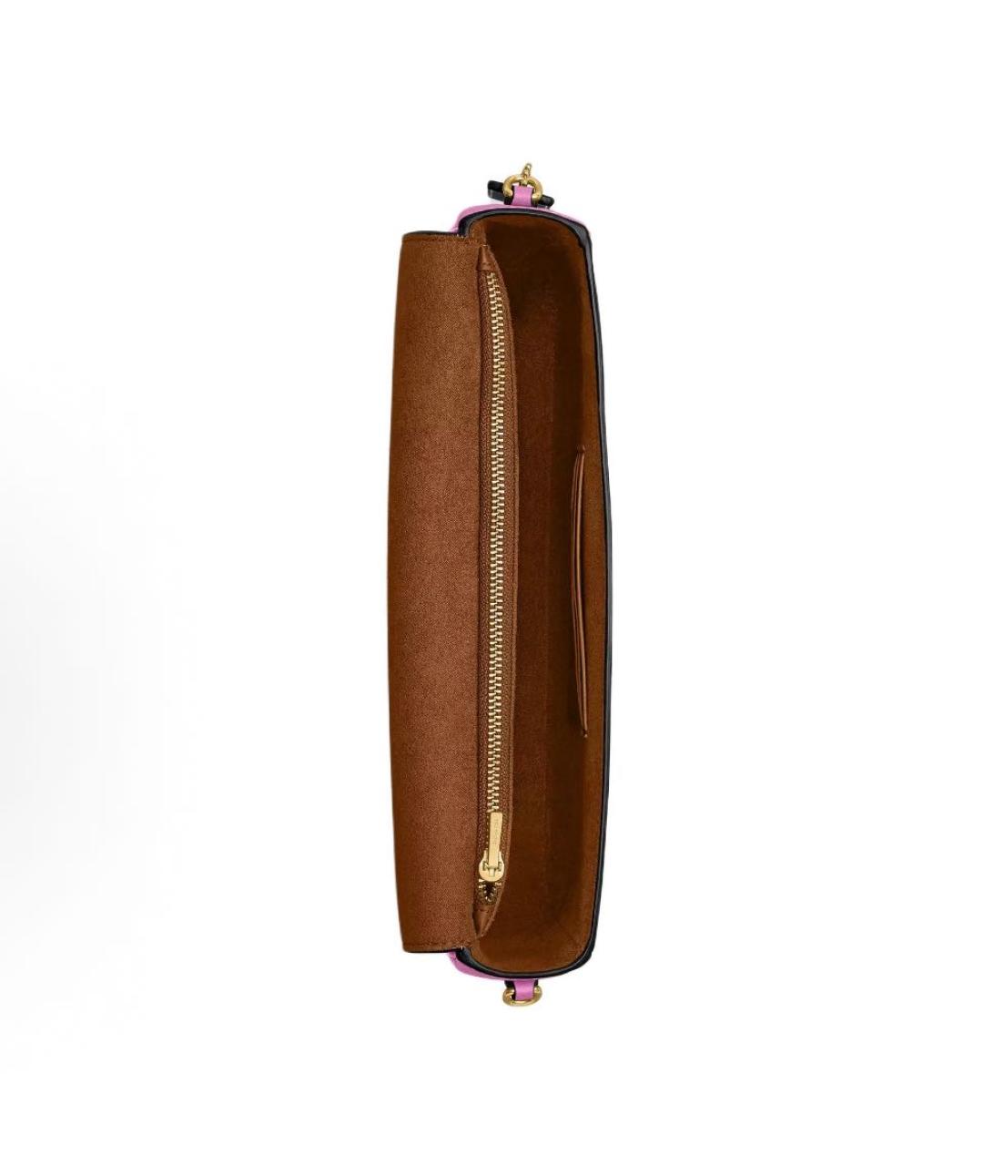 COACH Розовая кожаная сумка через плечо, фото 4