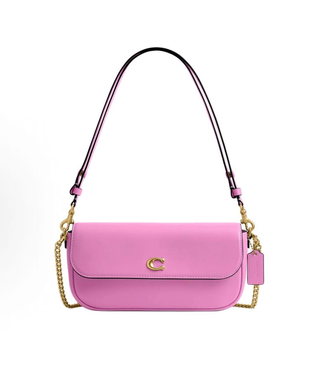 COACH Розовая кожаная сумка через плечо, фото 9