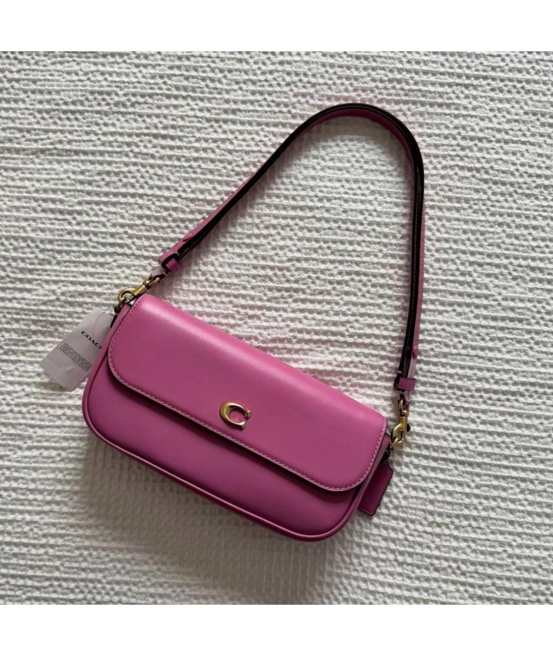 COACH Розовая кожаная сумка через плечо, фото 7