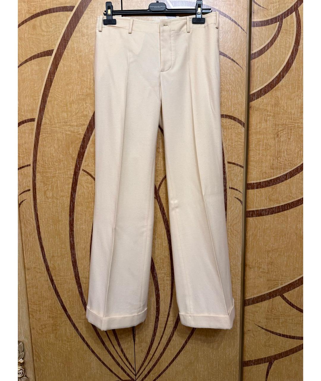 RALPH LAUREN Бежевые шерстяные брюки широкие, фото 8