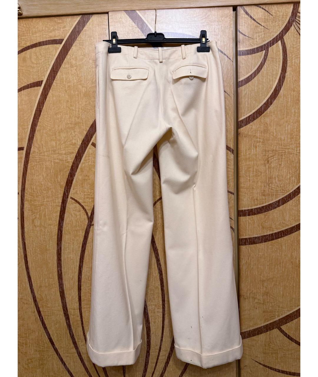 RALPH LAUREN Бежевые шерстяные брюки широкие, фото 2