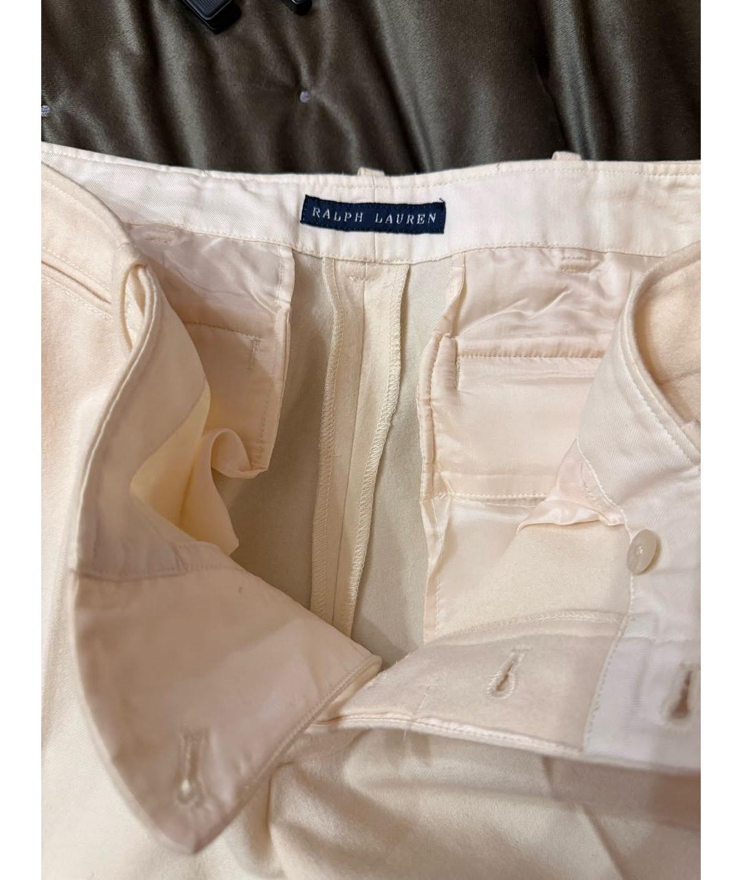 RALPH LAUREN Бежевые шерстяные брюки широкие, фото 4