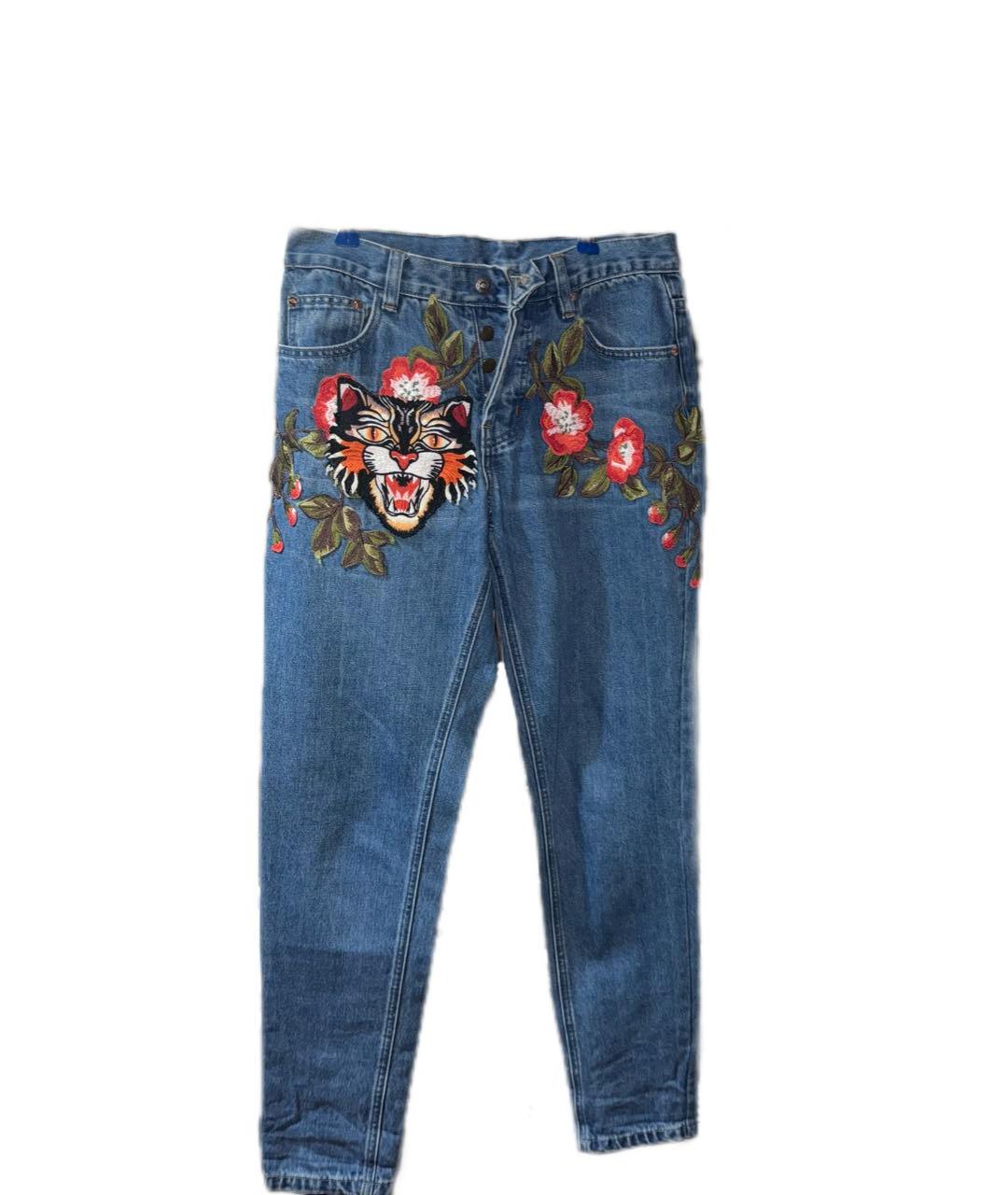 GUCCI Синие хлопковые джинсы слим, фото 1