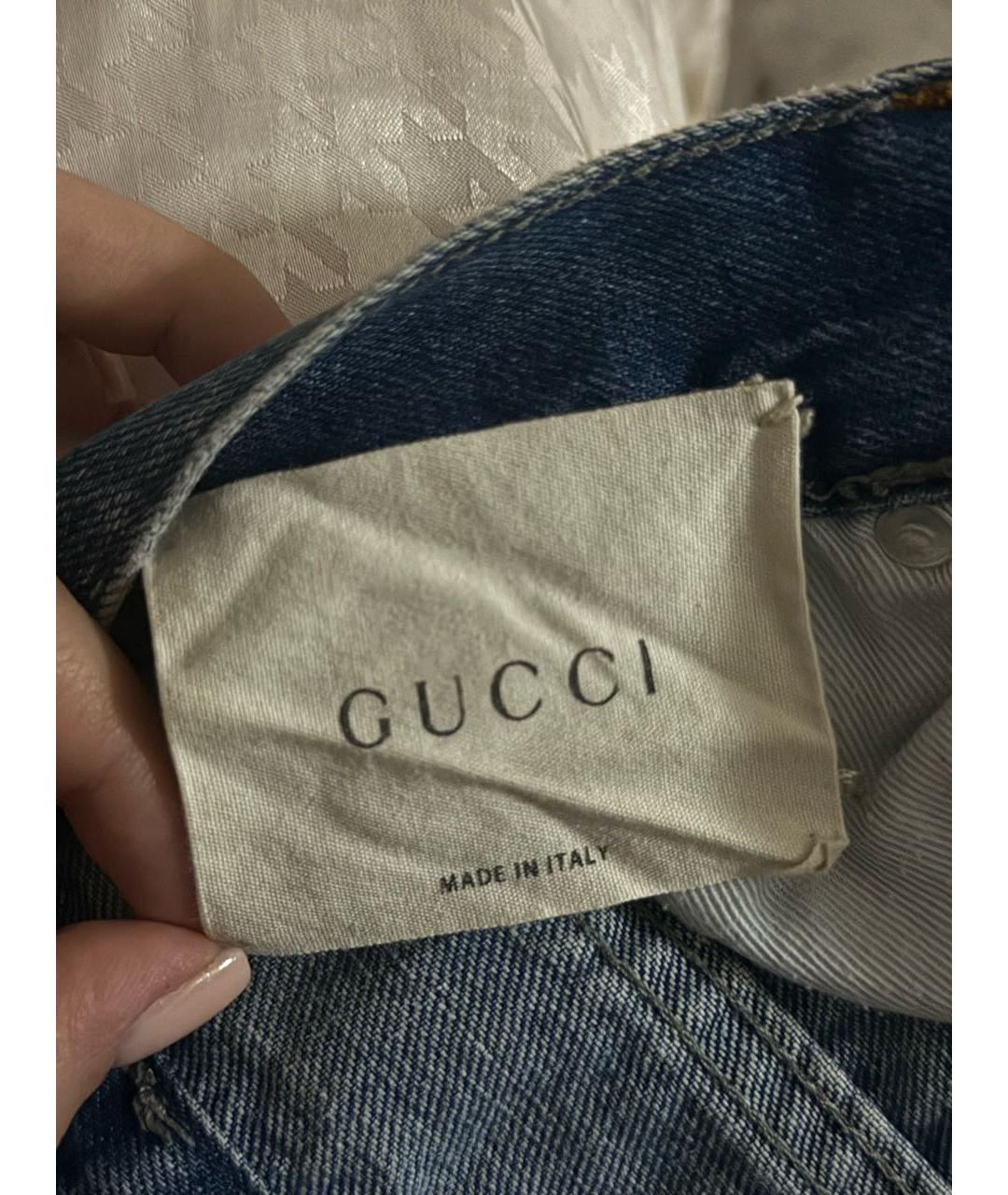 GUCCI Синие хлопковые джинсы слим, фото 3