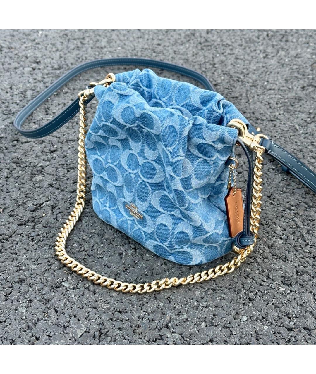 COACH Голубая деним сумка через плечо, фото 6