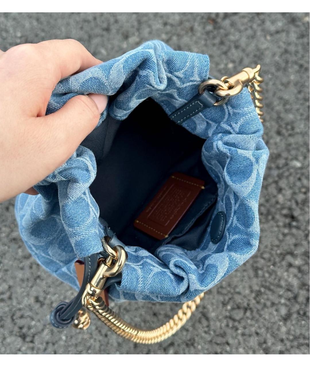 COACH Голубая деним сумка через плечо, фото 7