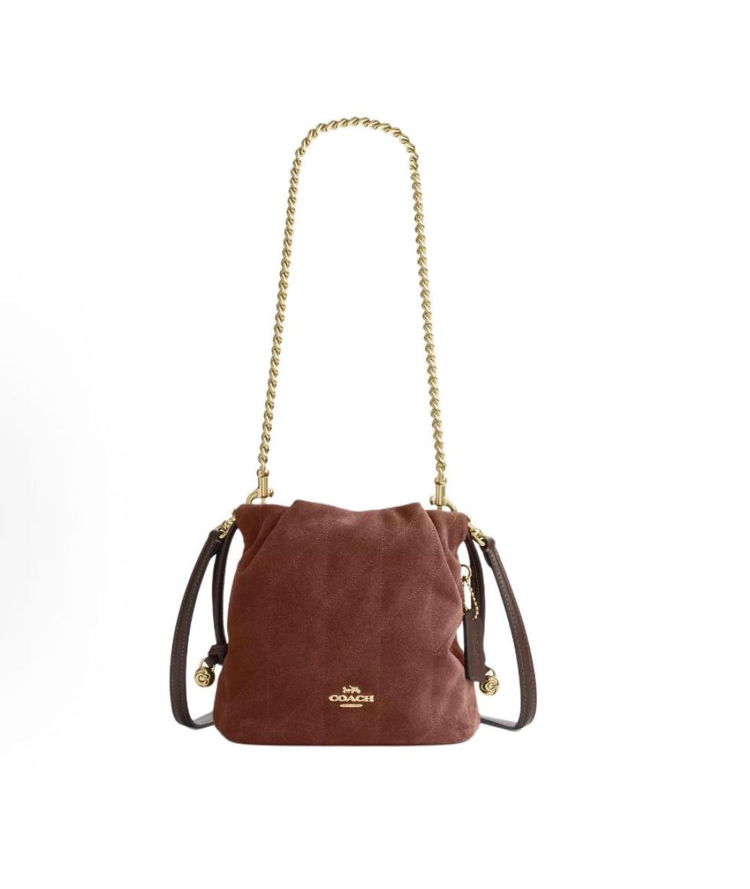 COACH Коричневая замшевая сумка через плечо, фото 9